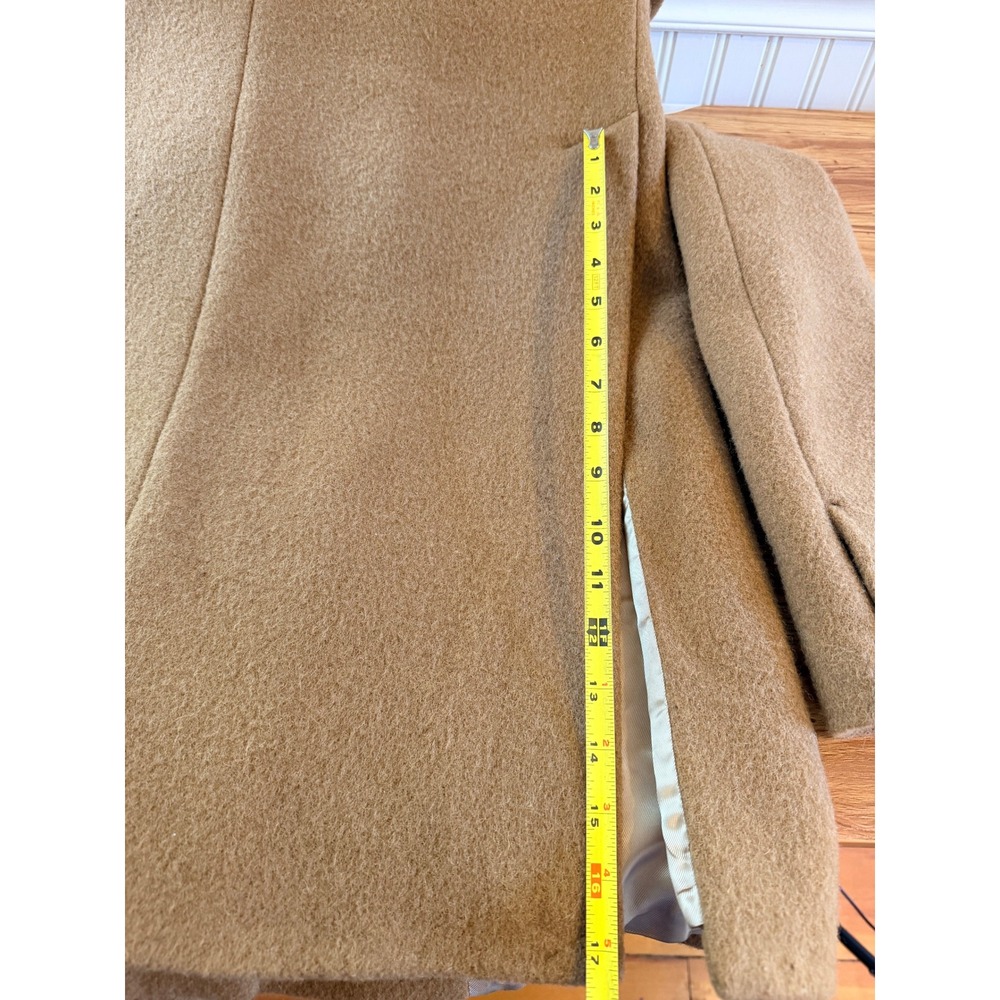 Sandro Straight Cut Brushed Wool Coat Double Breasted Long Camel Brown 36 S - Picture 9 of 16